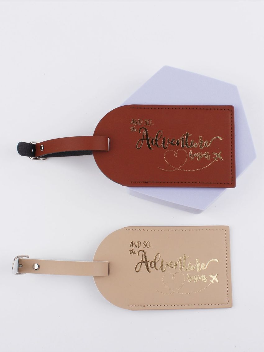 2pcs Couple Metallic Slogan Graphic Luggage Tag