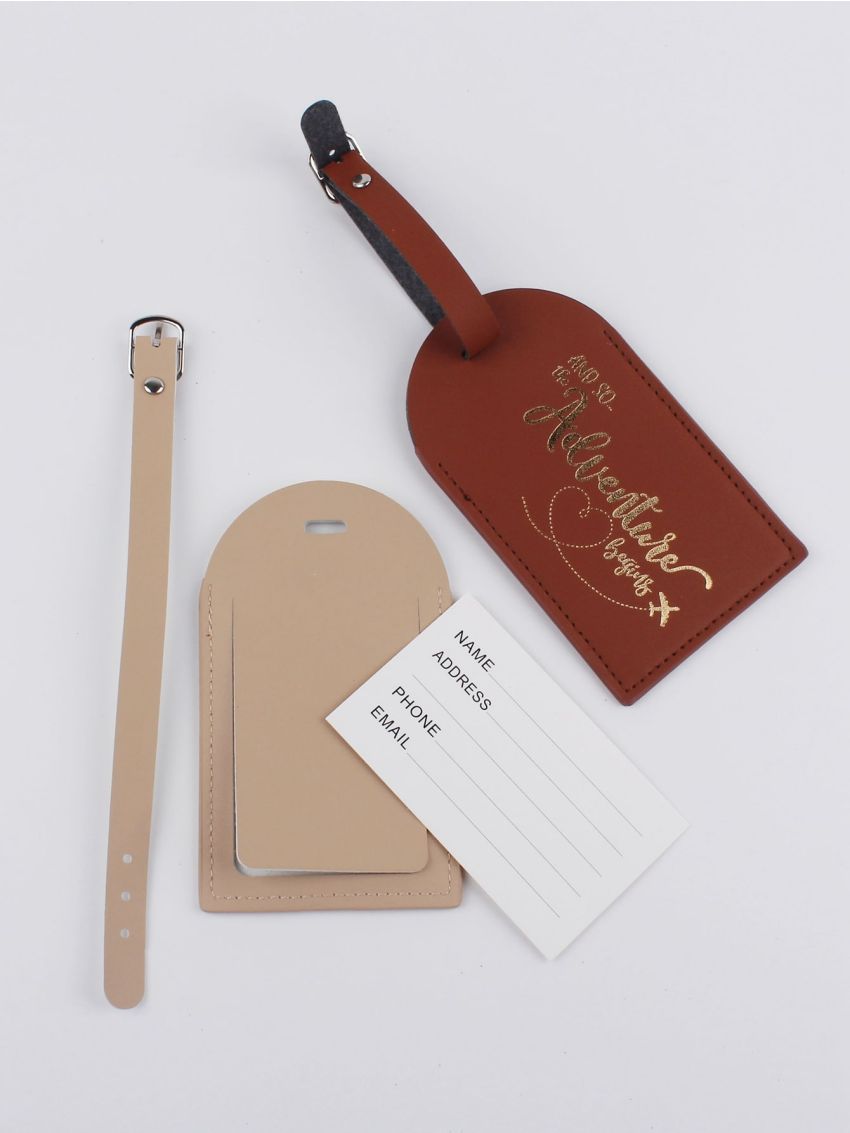 2pcs Couple Metallic Slogan Graphic Luggage Tag