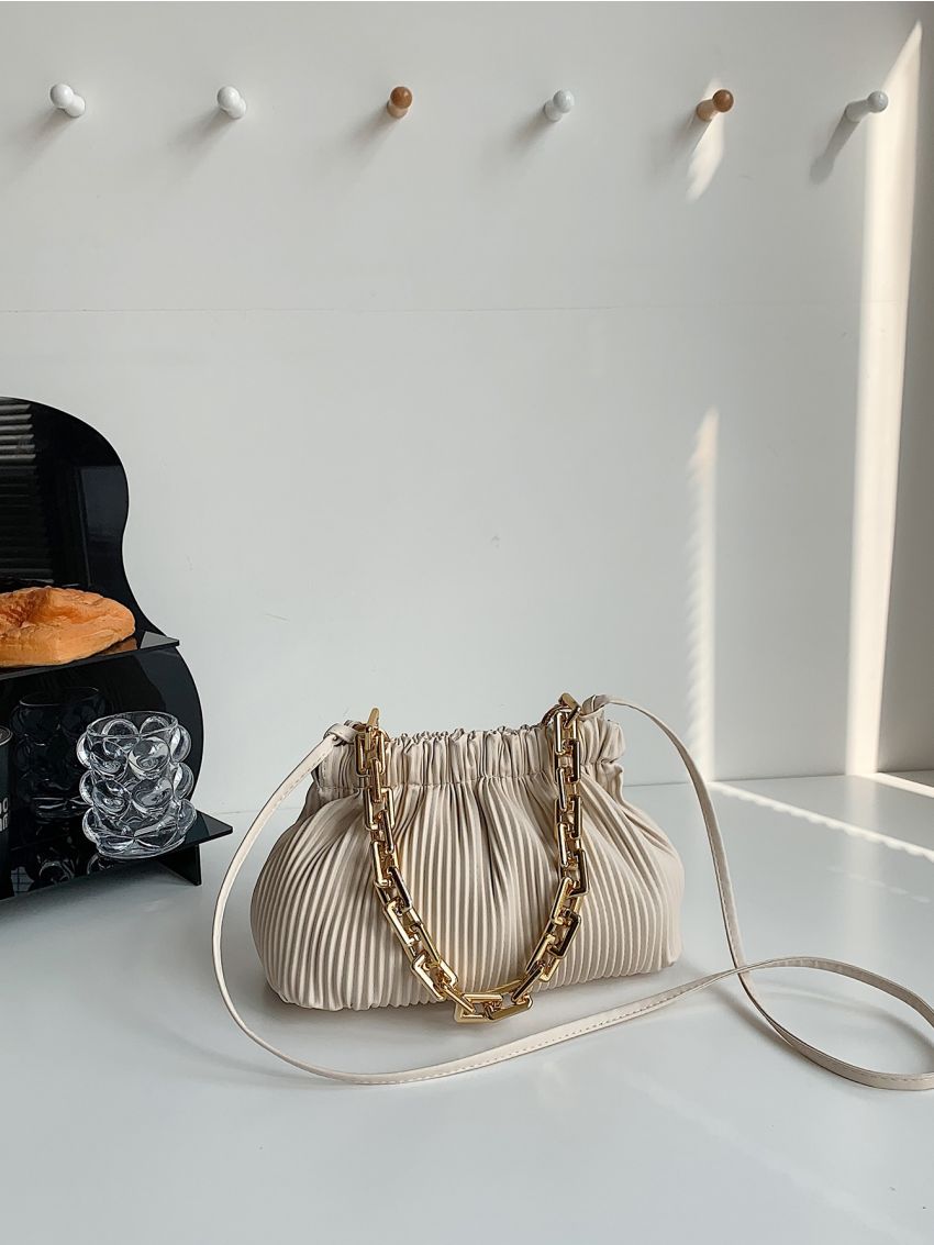 Chain Decor Ruched Bag