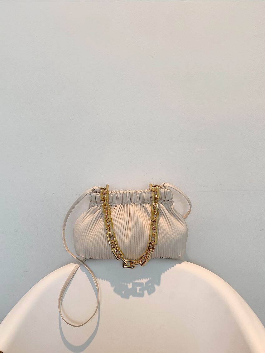 Chain Decor Ruched Bag