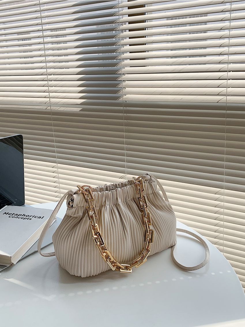 Chain Decor Ruched Bag
