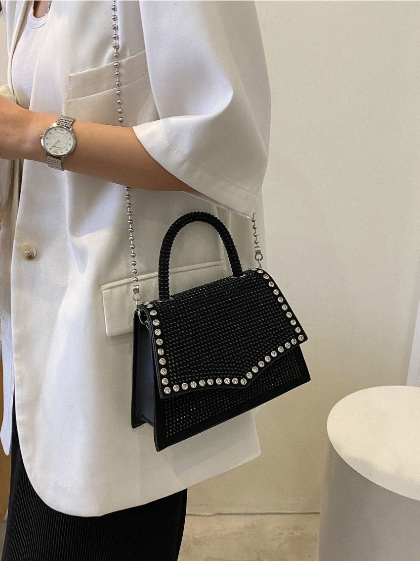 Rhinestone Decor Square Bag