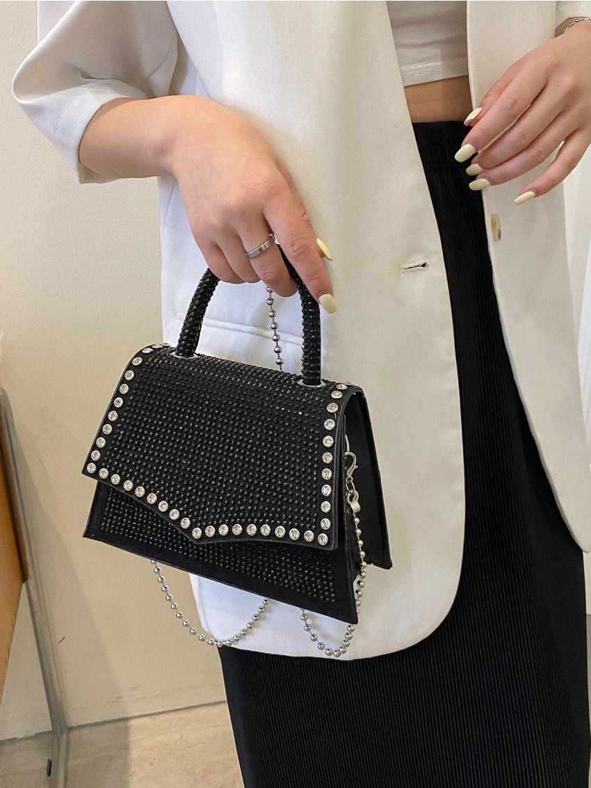 Rhinestone Decor Square Bag