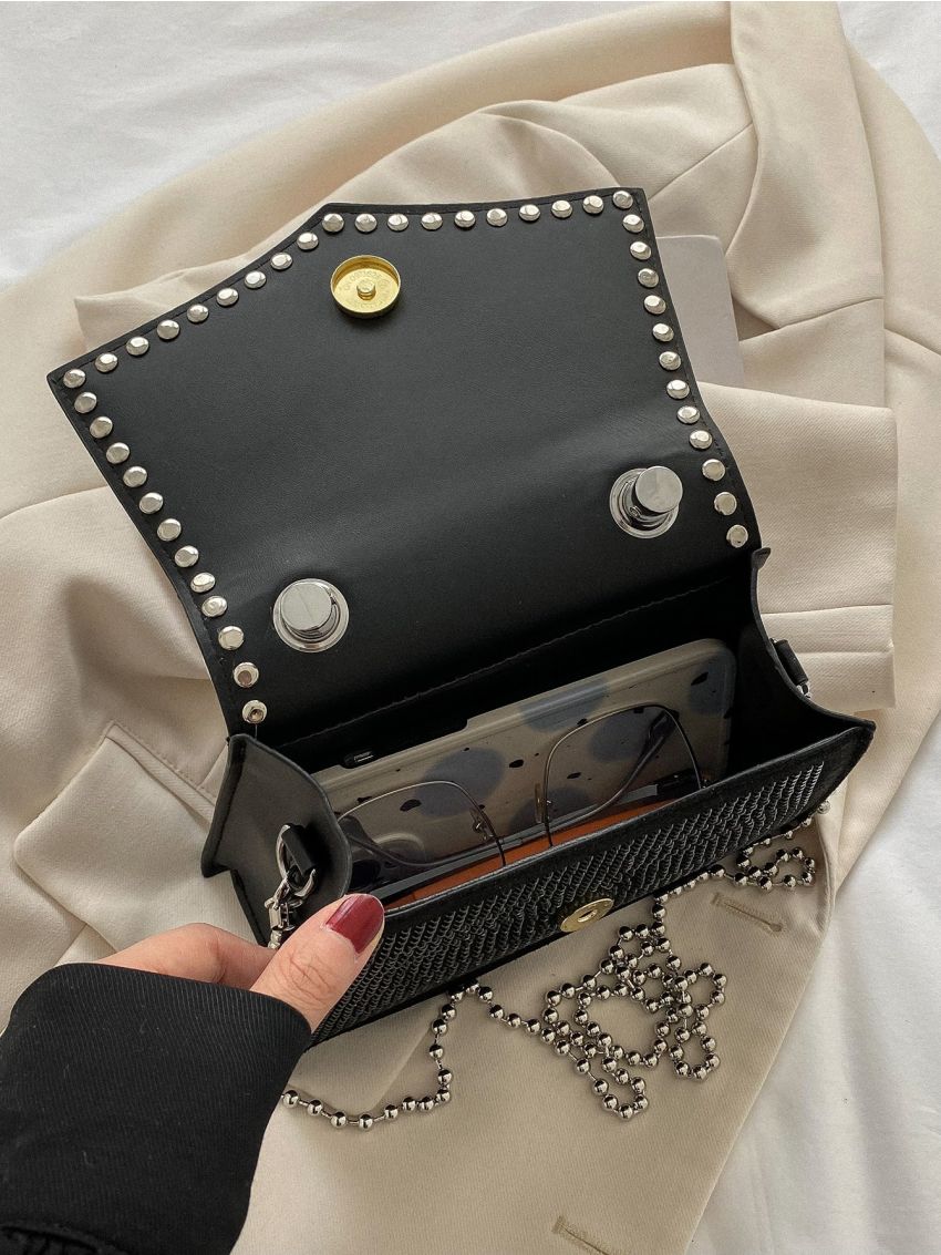 Rhinestone Decor Square Bag