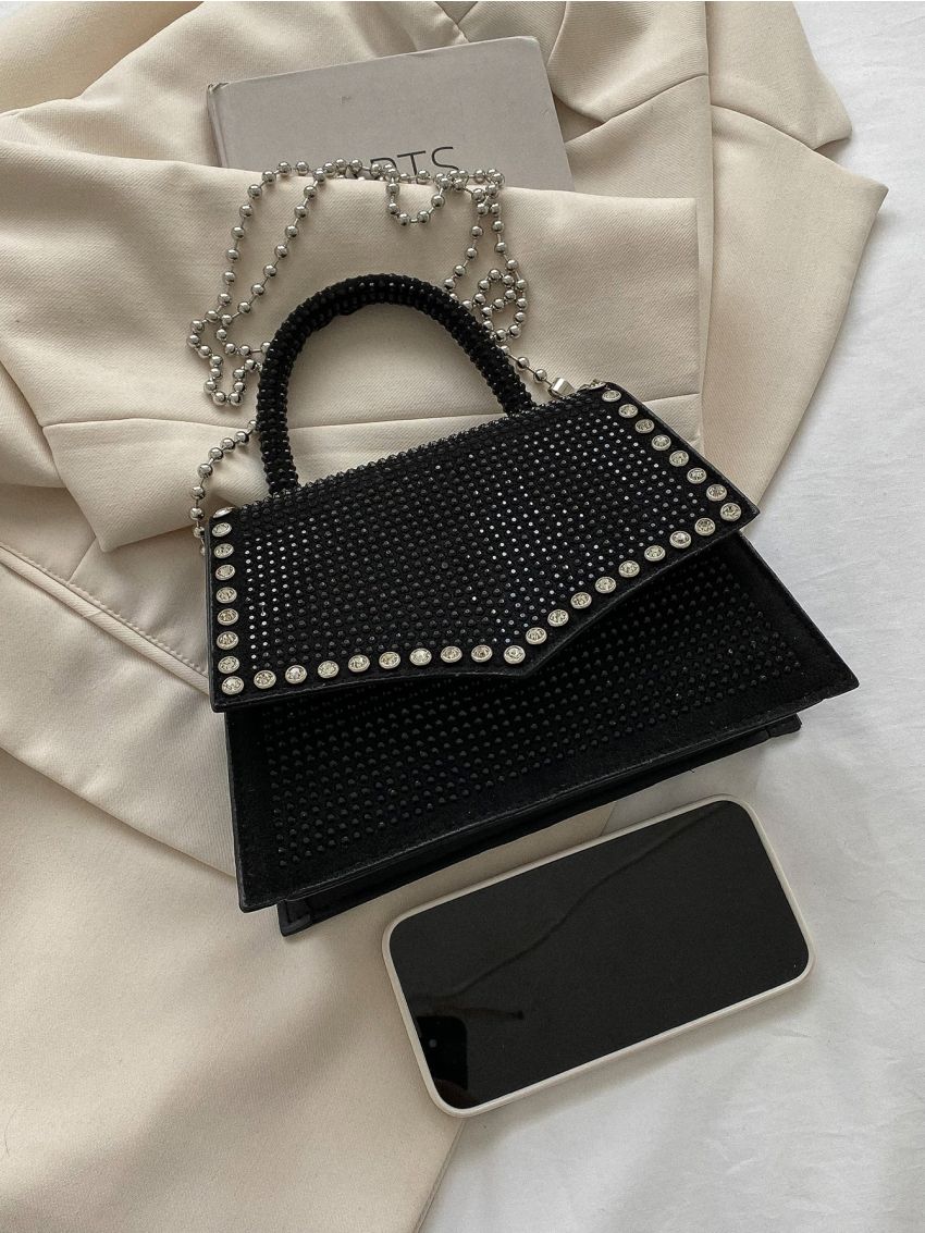 Rhinestone Decor Square Bag