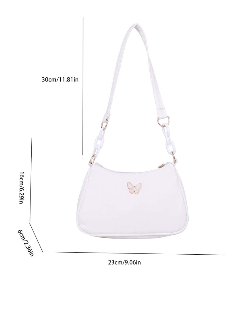 Butterfly & Chain Decor Baguette Bag