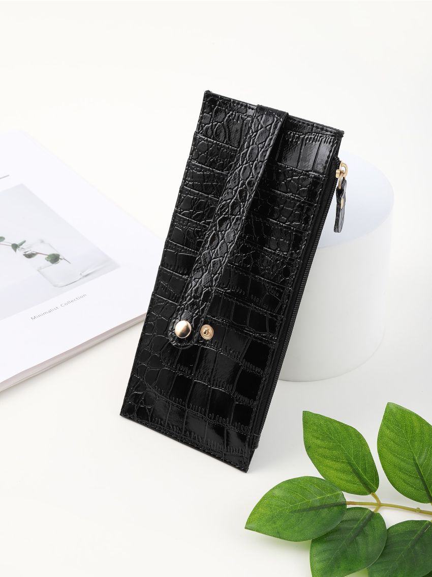 Crocodile Embossed Long Wallet