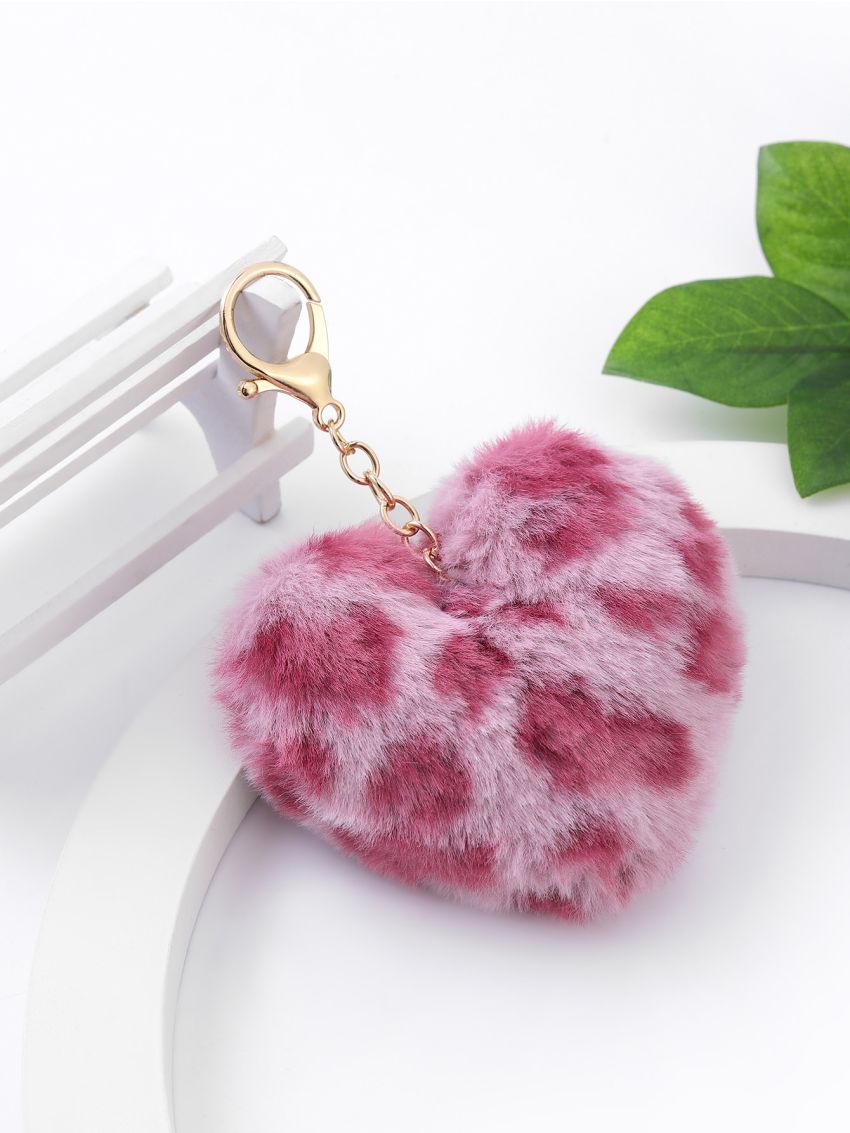 Leopard Print Heart Decor Bag Charm