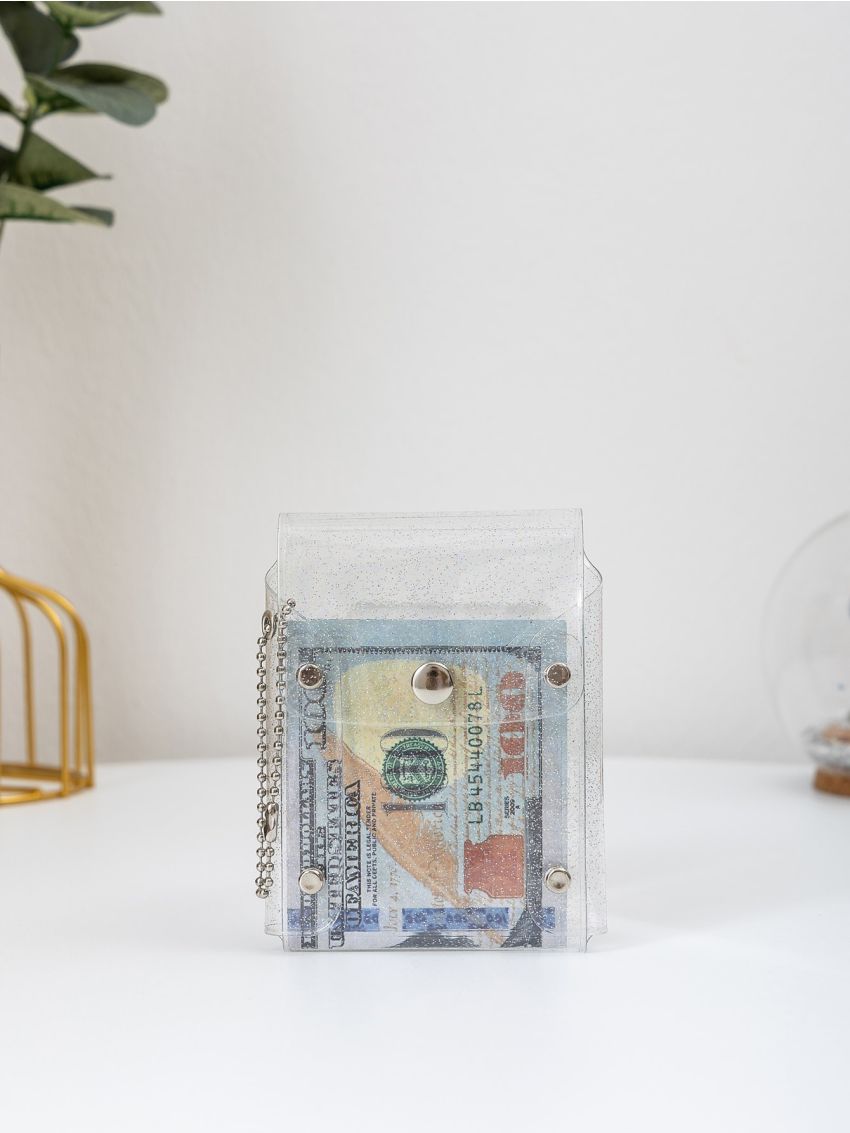 Clear Glitter Flap Coin Case