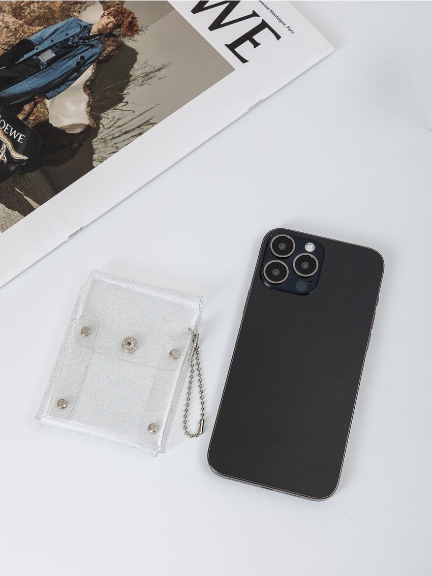 Clear Glitter Flap Coin Case