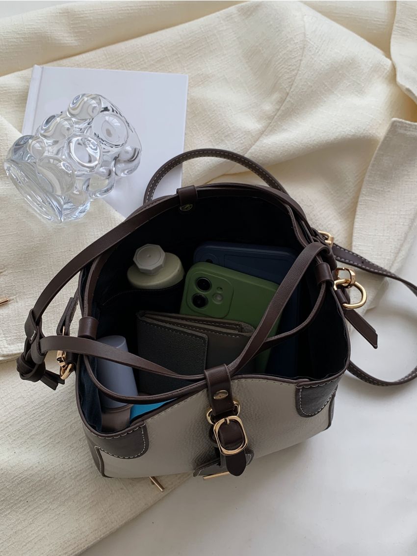 Mini Two Tone Metal Decor Bucket Bag