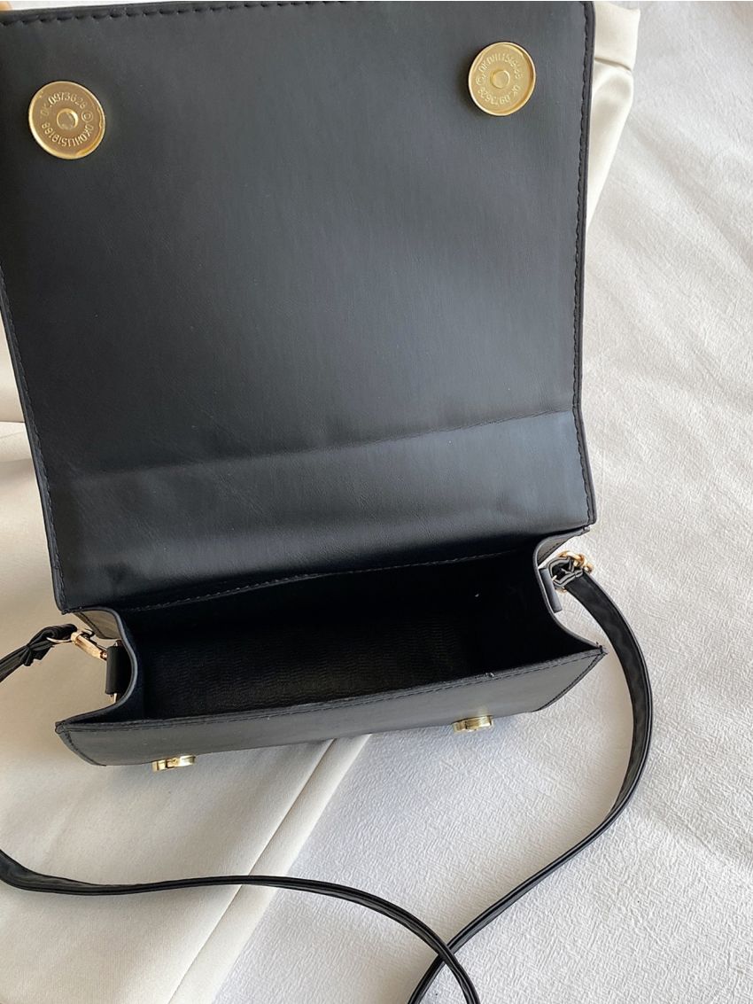 Chain Decor Flap Square Bag With Coin Purse