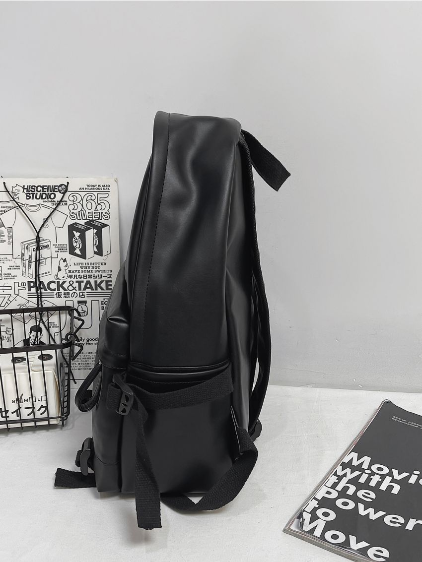 Minimalist Double Zipper Decor Backpack
