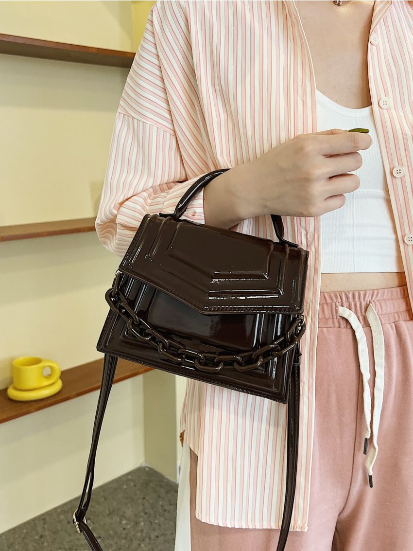Chain Decor Flap Square Bag