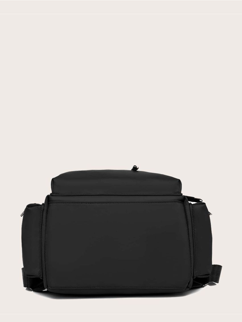 Minimalist Drawstring Decor Flap Backpack