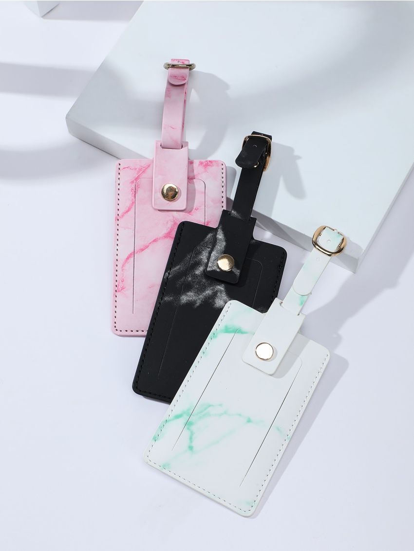 3pcs Marble Print Luggage Tags