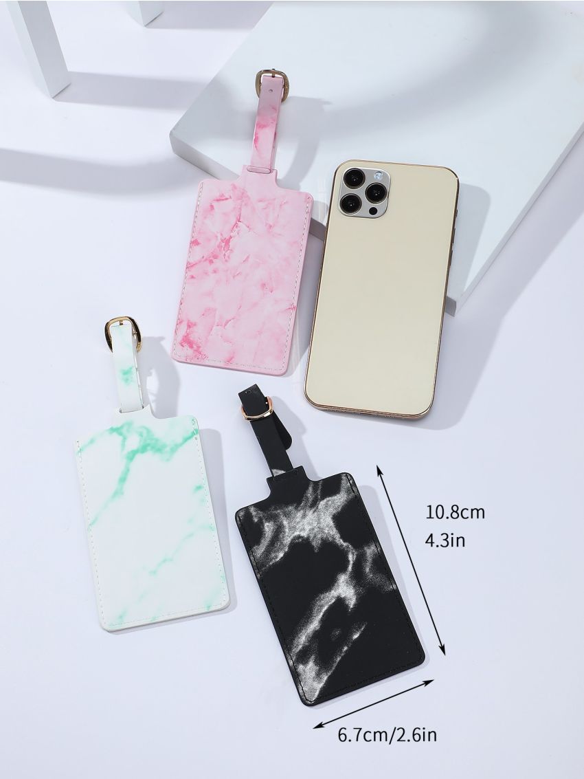 3pcs Marble Print Luggage Tags
