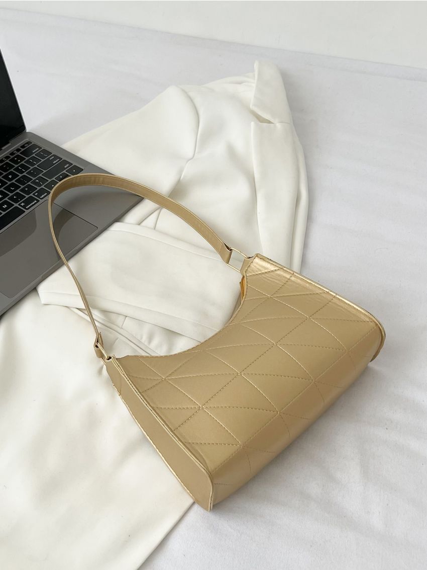 Minimalist Quilted Baguette Bag