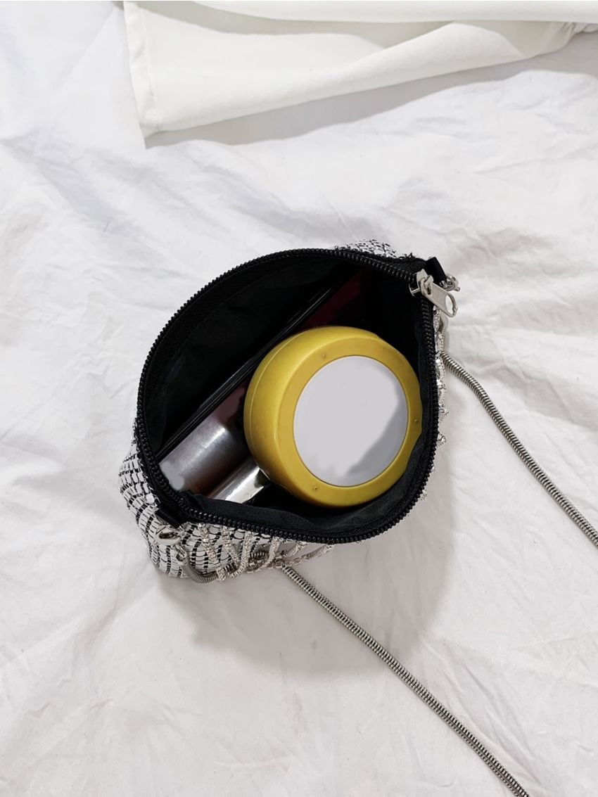 Mini Rhinestone Fringe Decor Square Bag