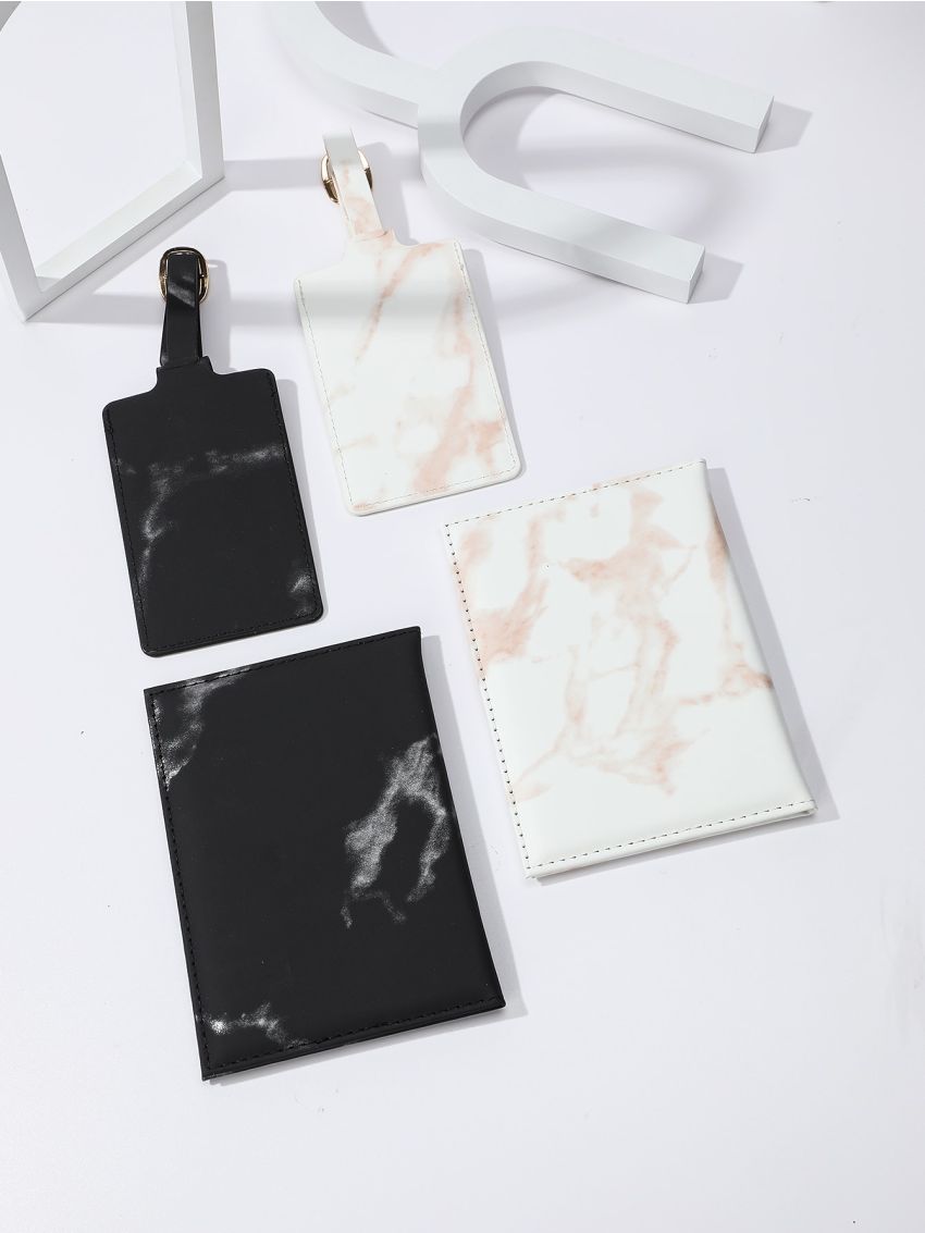 2pcs Letter Graphic Passport Cases And 2pcs Luggage Tags