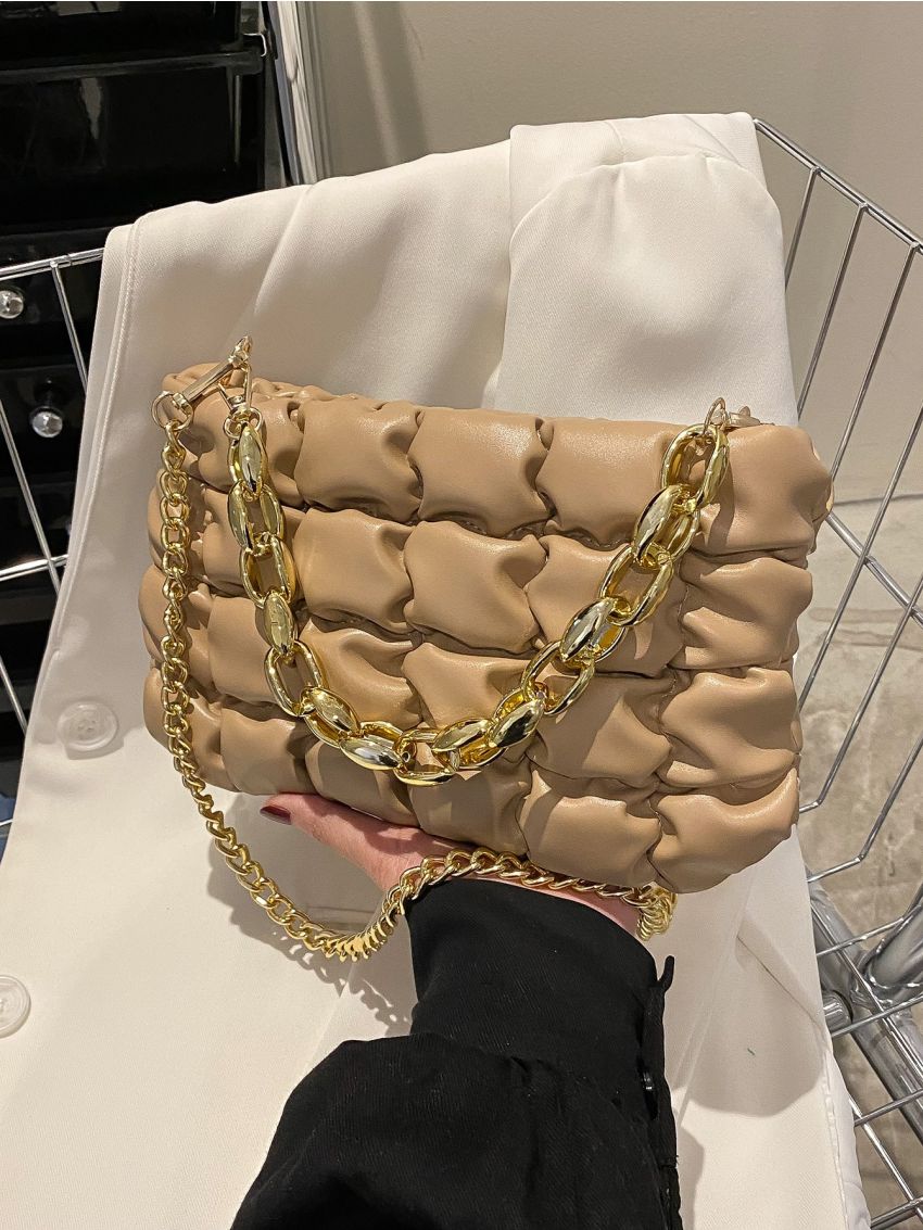 Chain Decor Ruched Bag