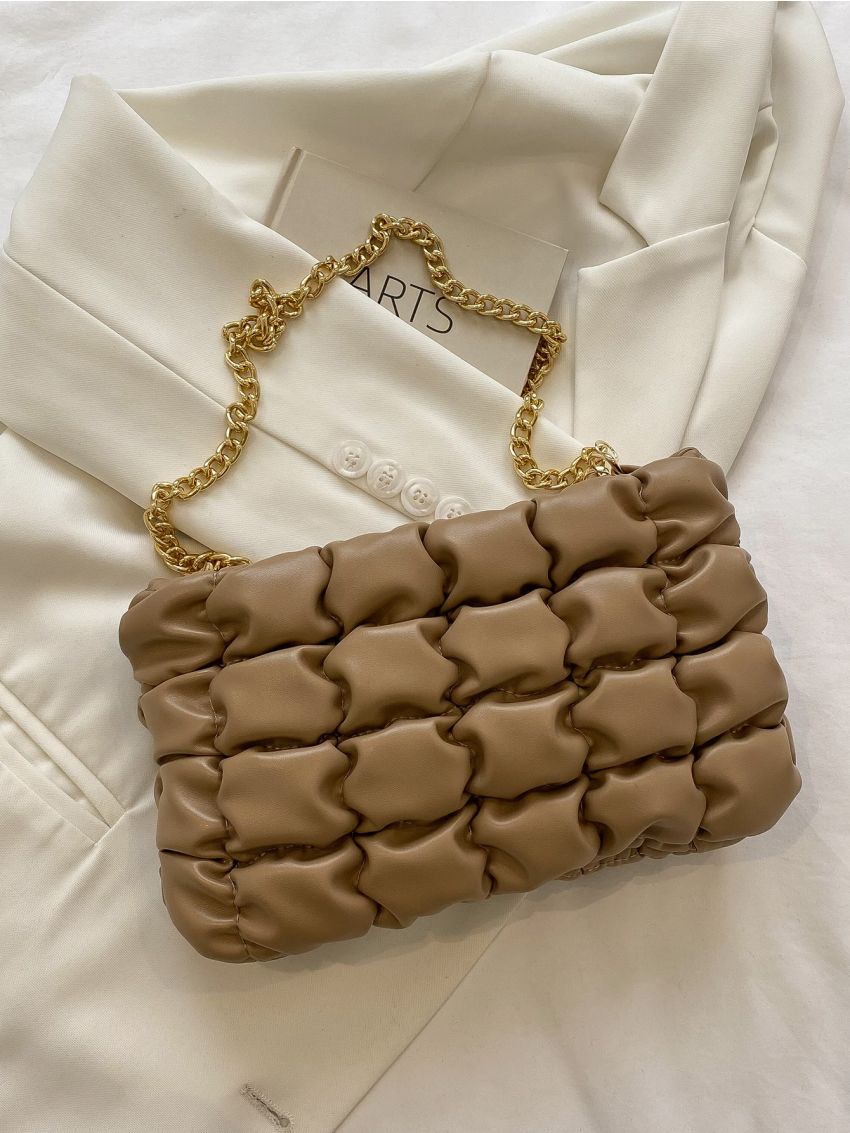 Chain Decor Ruched Bag