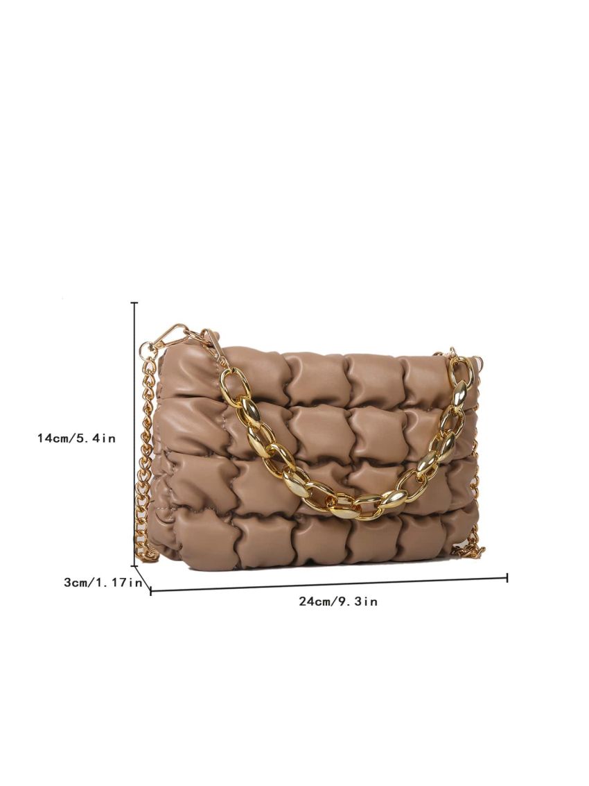 Chain Decor Ruched Bag