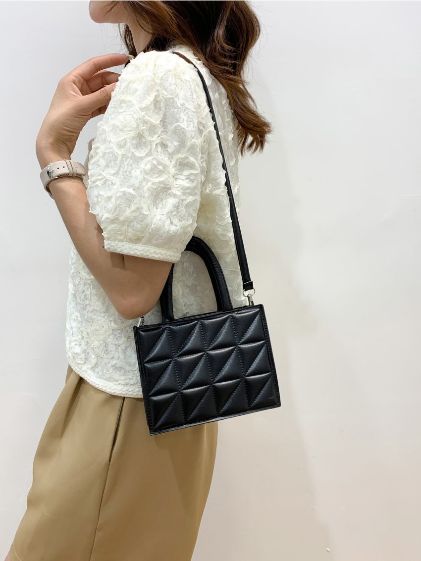 Mini Minimalist Quilted Pattern Square Bag
