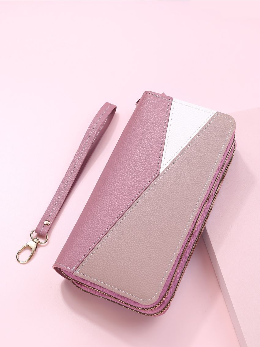 Colorblock Zip Around Long Wallet