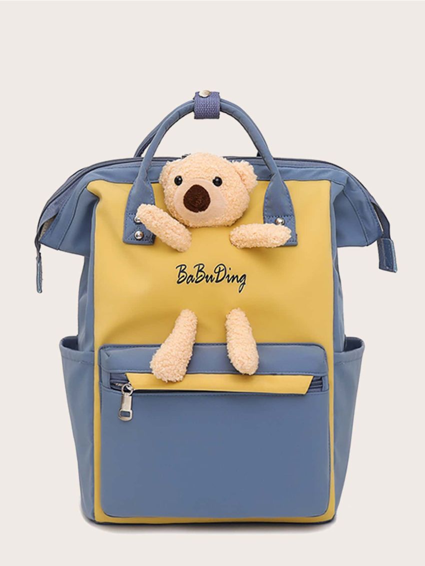 Plush Bear Decor Two Tone Backpack