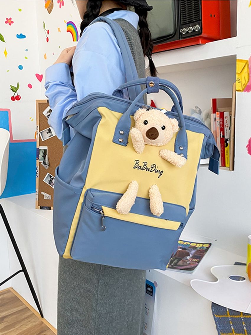 Plush Bear Decor Two Tone Backpack