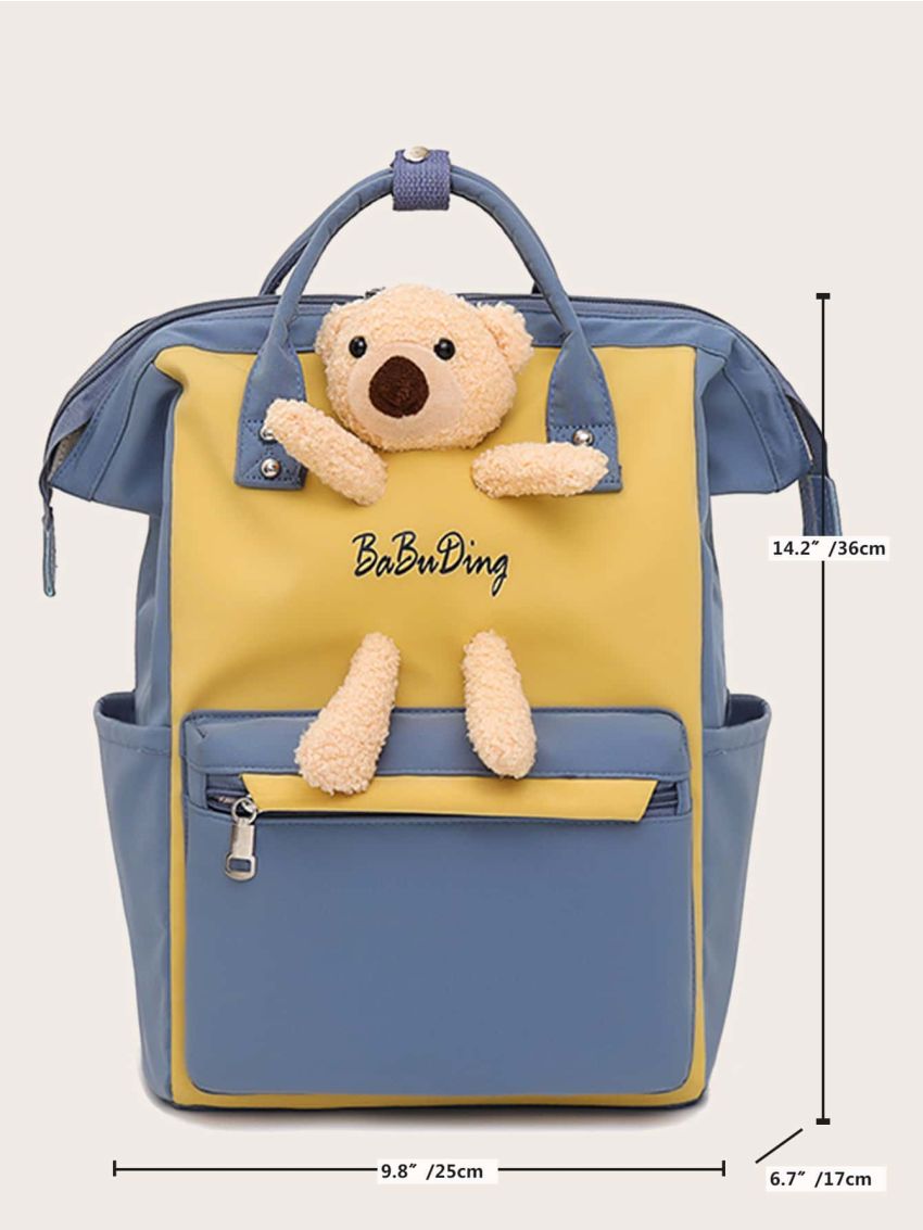 Plush Bear Decor Two Tone Backpack
