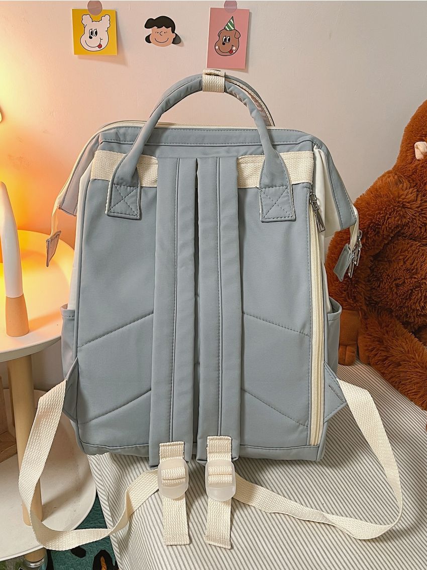 Two Tone Backpack With Bag Charm