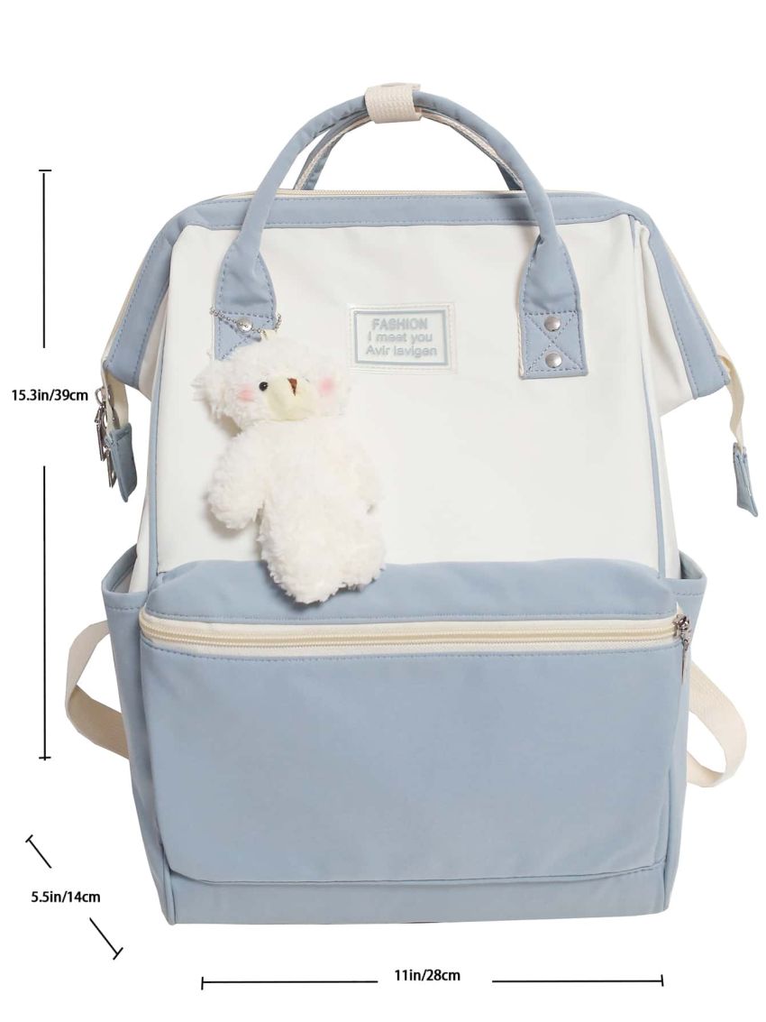 Two Tone Backpack With Bag Charm