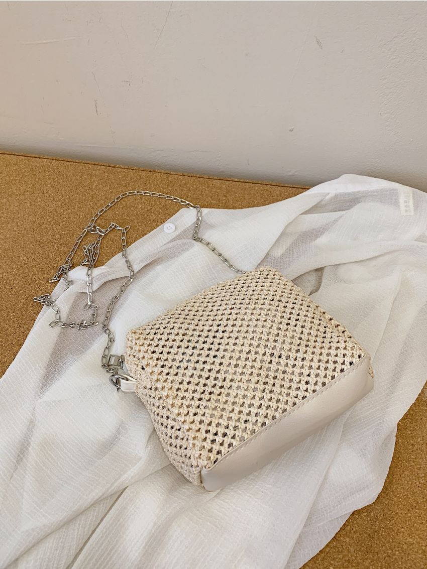 Mini Minimalist Chain Straw Bag