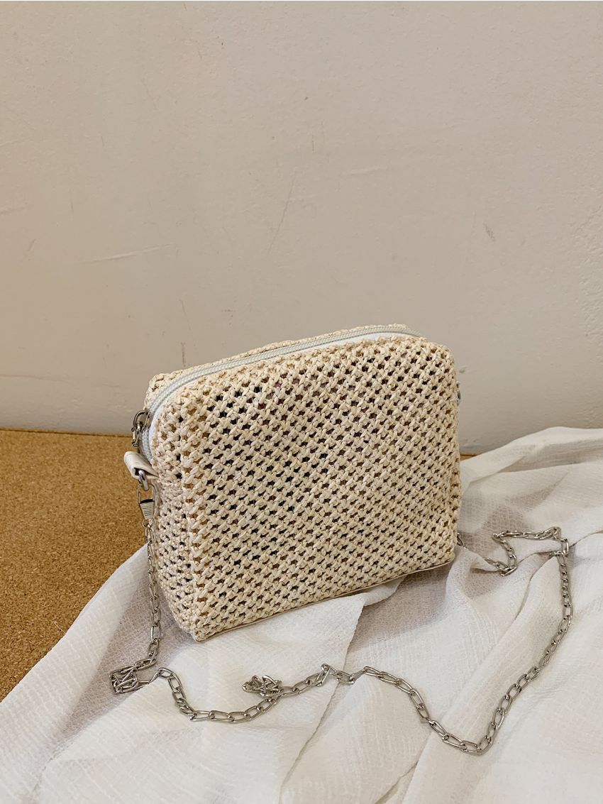 Mini Minimalist Chain Straw Bag