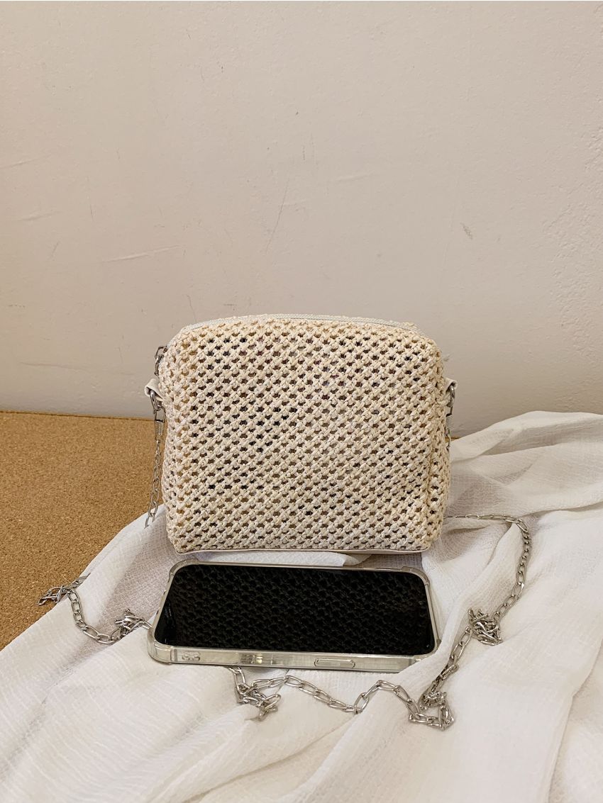 Mini Minimalist Chain Straw Bag