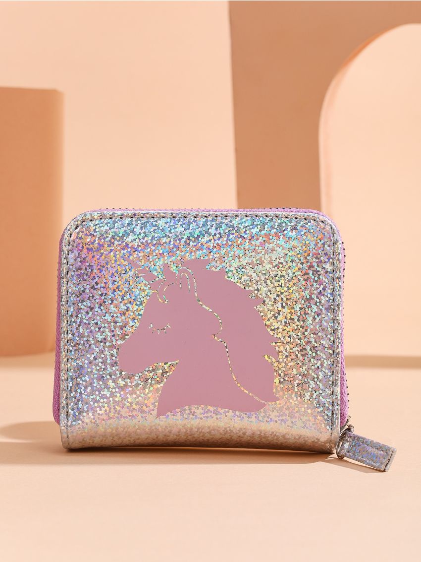 Cartoon Unicorn Pattern Holographic Card Holder
