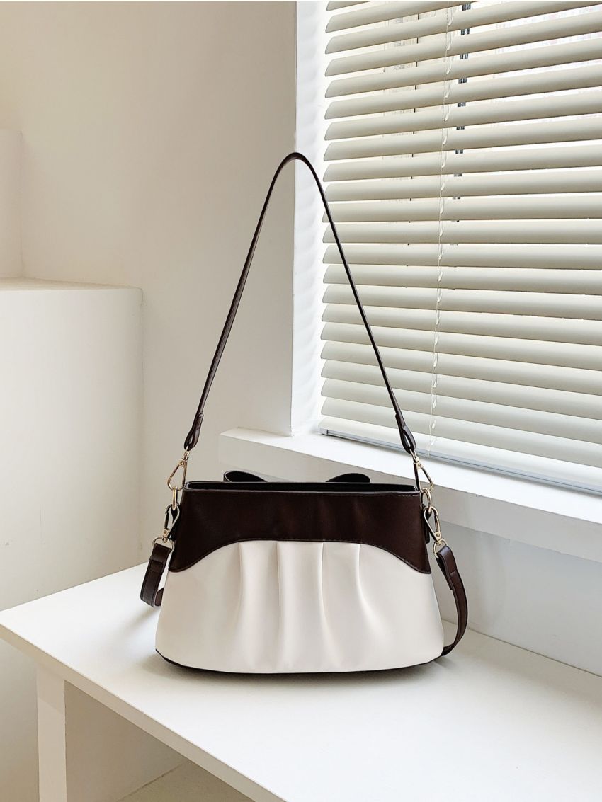 Small Bucket Bag Bow & Ruched Detail