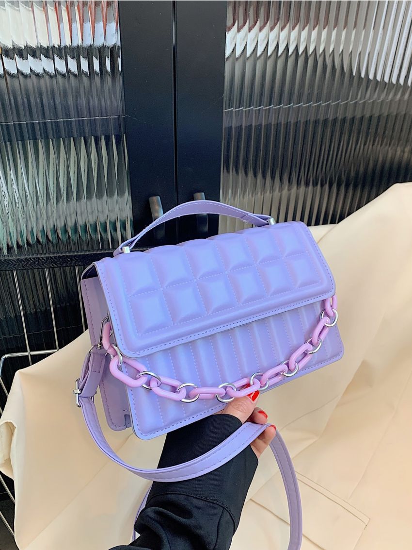 Quilted Chain Decor Flap Square Bag