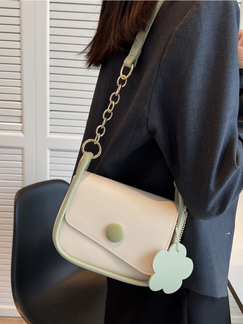 Mini Snap Button Saddle Bag With Bag Charm