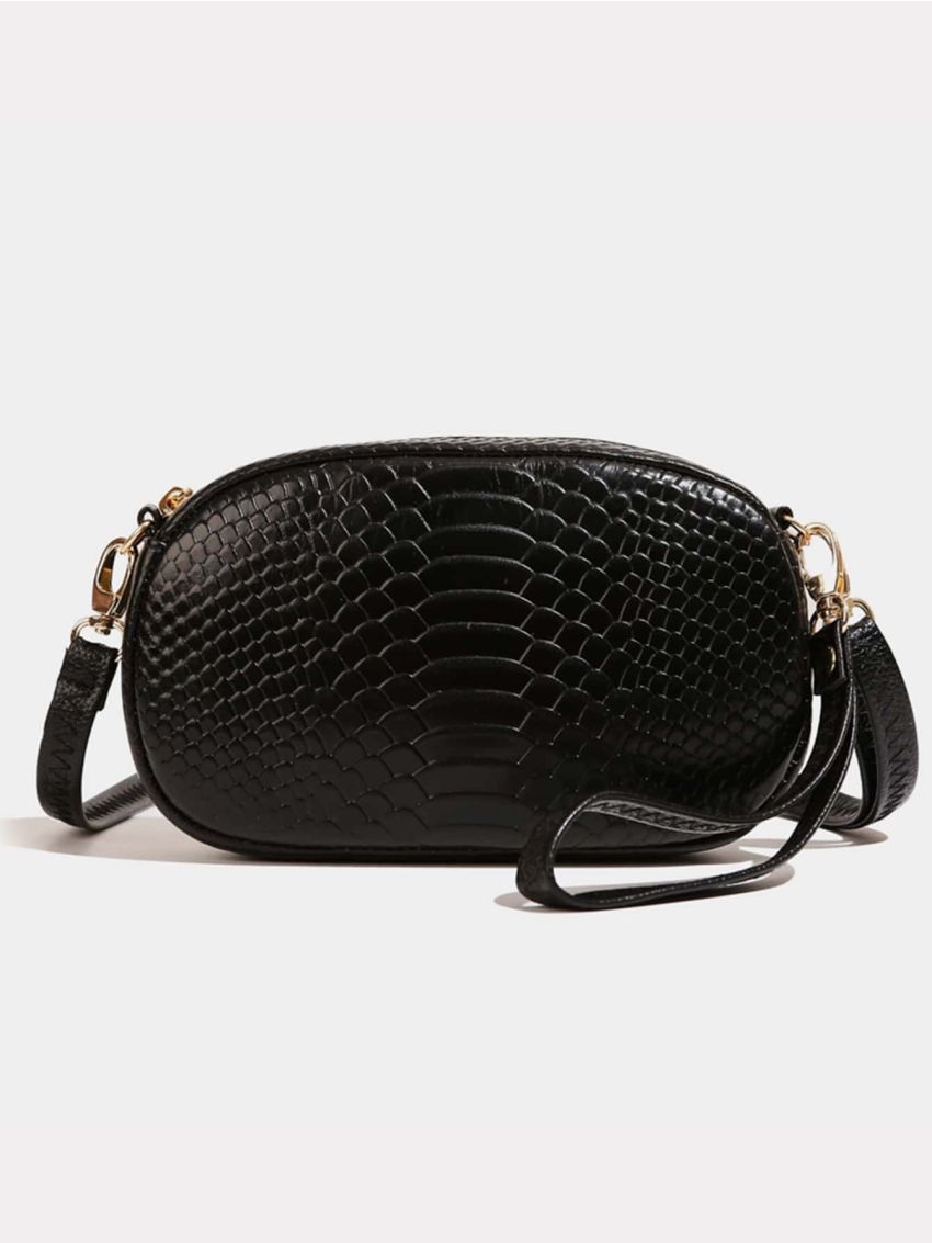 Mini Snakeskin Embossed Square Bag