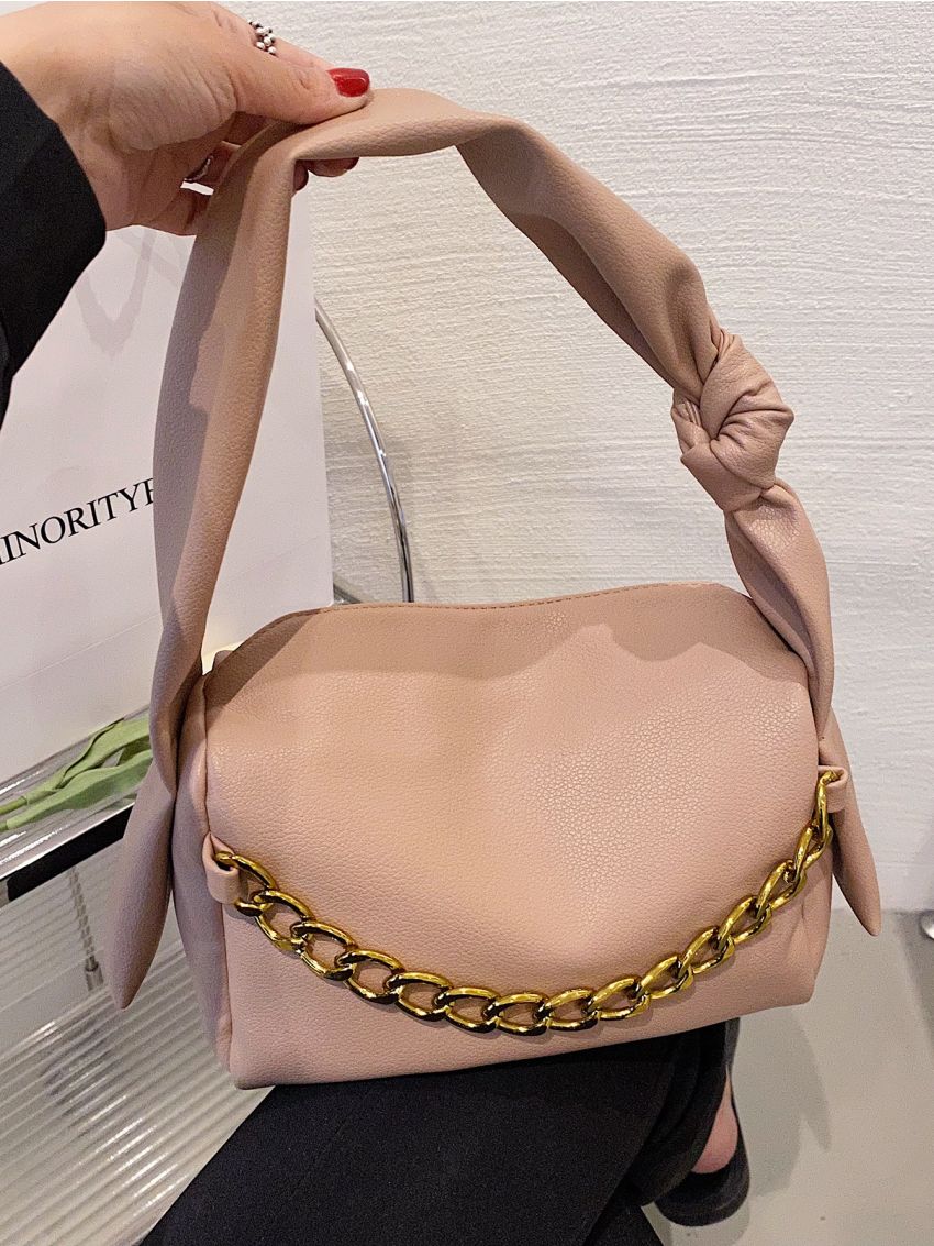 Knot Detail Chain Decor Hobo Bag