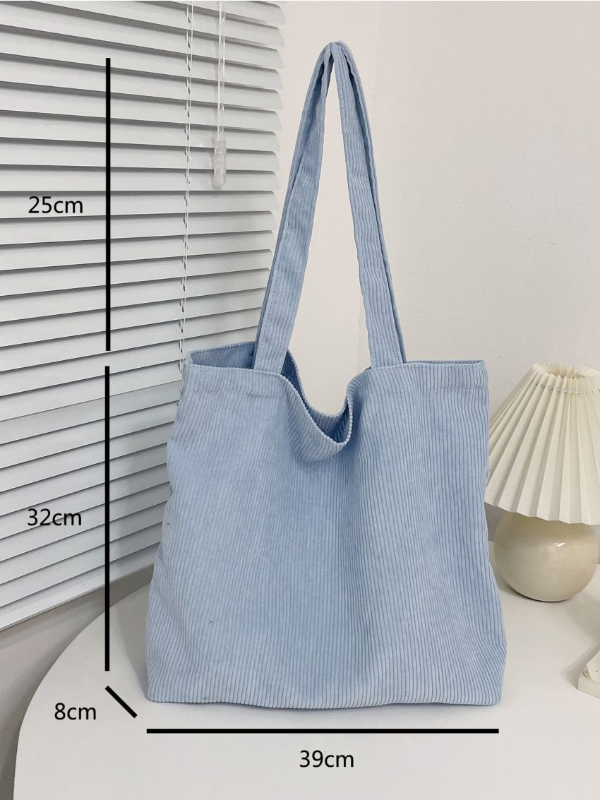 Minimalist Corduroy Shoulder Tote Bag