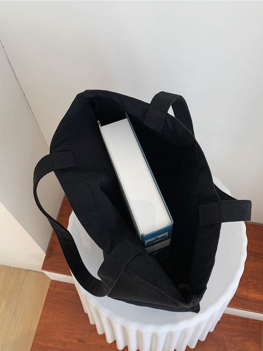 Skeleton Print Canvas Shopper Bag