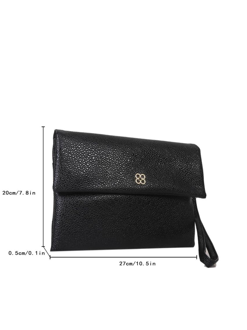 Metal Decor Embossed Detail Flap Envelope Bag