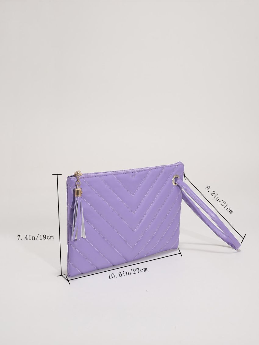 Tassel Decor Chevron Square Bag