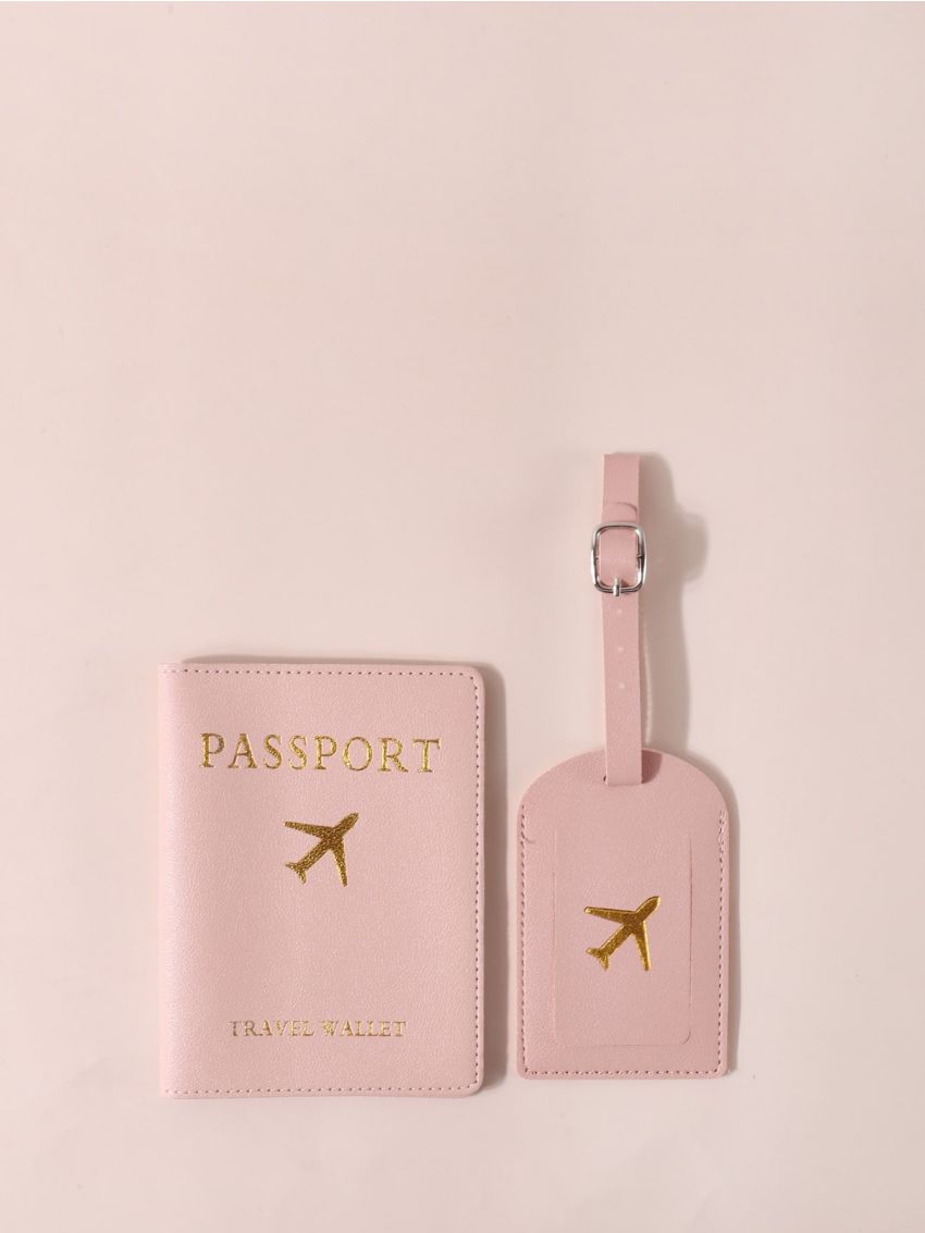 Letter Graphic Passport Case & Luggage Tag