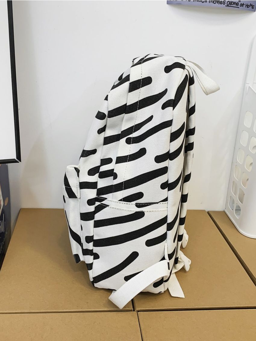 Graphic Print Letter Patch Decor Canvas Functional Backpack