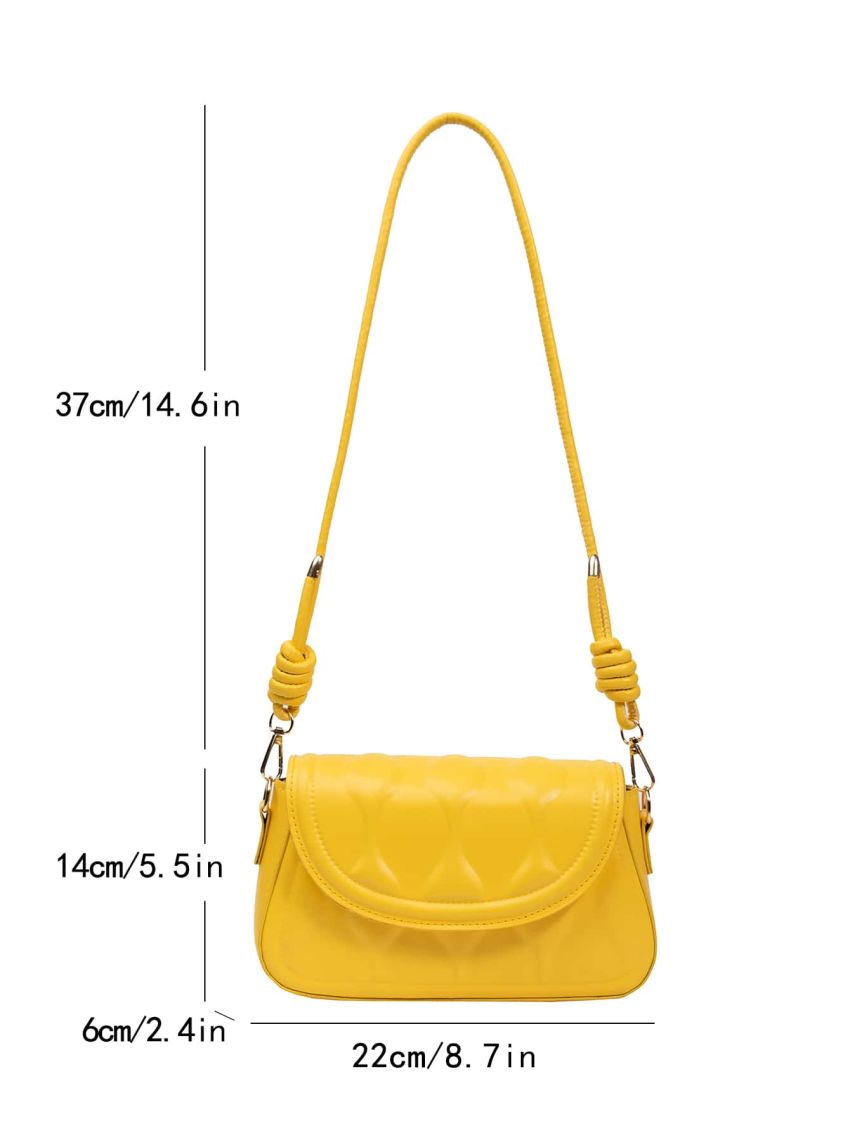 Embossed Detail Flap Baguette Bag